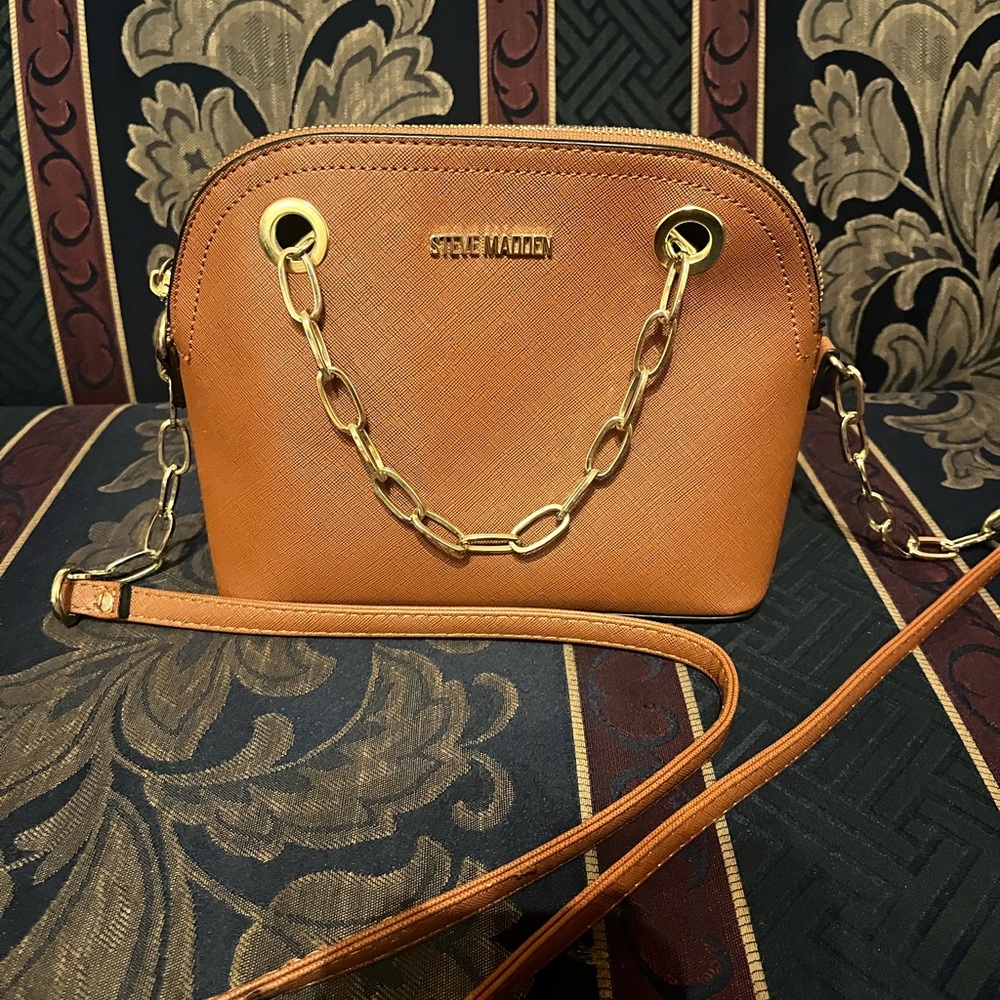 Steve Madden Brown Crossbody Bag with Gold Chain